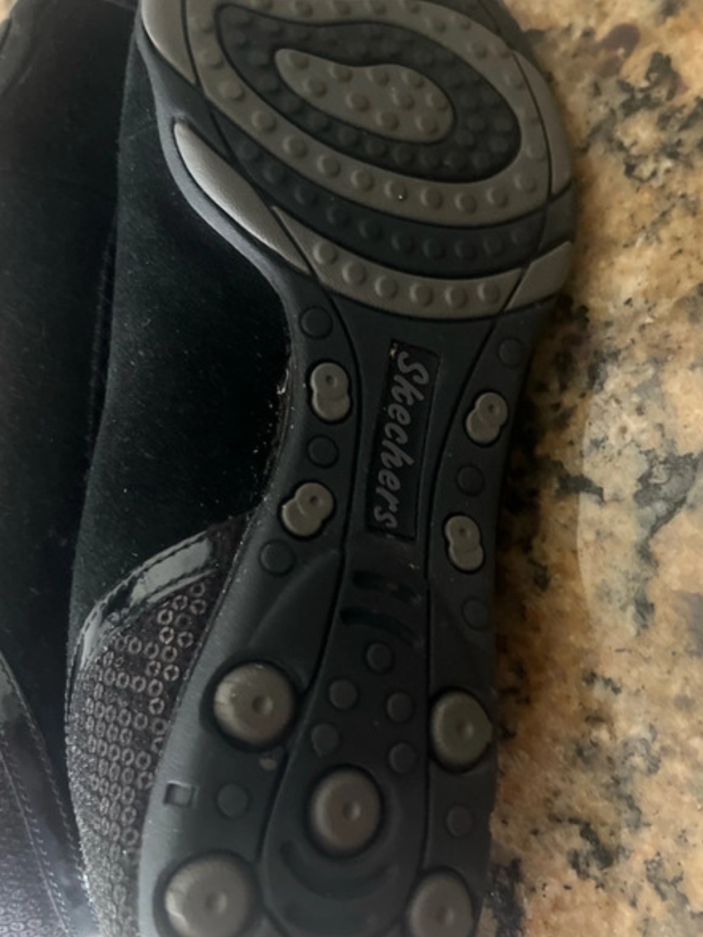 Skechers Black Sequin Cap-Toe Slip-On Flats